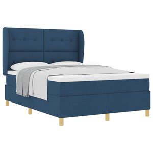 vidaXL Lit à ressorts avec matelas gris foncé 90x190 cm Bleu tissu