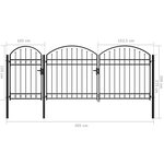 Vidaxl portail de jardin avec dessus arqué acier 2 x 4 m noir
