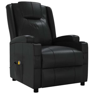 vidaXL Fauteuil de massage Noir Similicuir