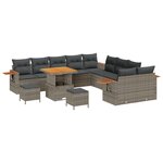 vidaXL Ensemble de canapé de jardin 13 Pièces Gris Poly rotin