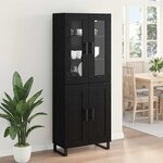 vidaXL Haut Armoire 2 Pièces Chêne noir Bois Aggloméré et Verre