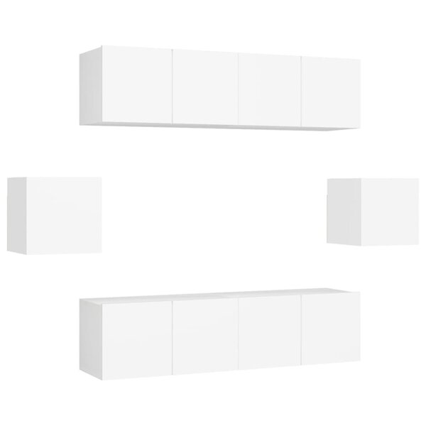 vidaXL Ensemble de meubles TV 6 Pièces Blanc Bois d'ingénierie