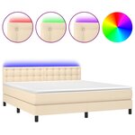 vidaXL Sommier à lattes de lit avec matelas LED Crème 160x200 cm Tissu