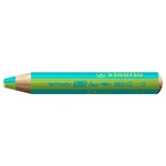 Crayon multi-talents woody 3 in 1 duo - turquoise-vert clair x 5 STABILO