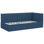 vidaXL Cadre de lit d'angle avec tête de lit Bleu 90 x 200 cm tissu