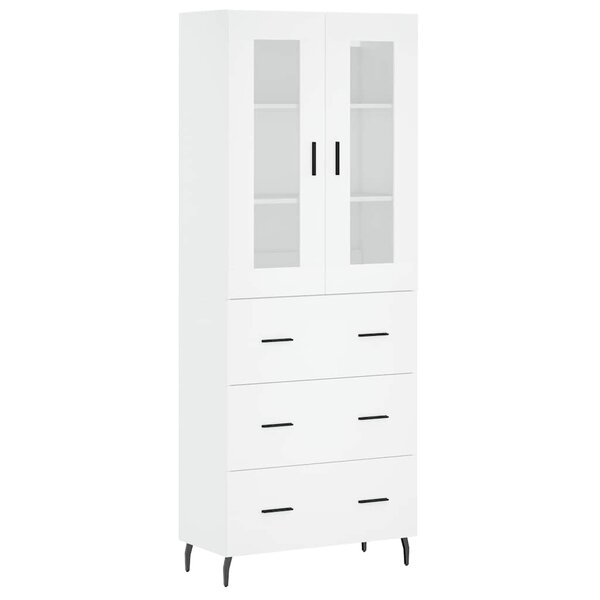 vidaXL Buffet haut Blanc 69 5x34x180 cm Bois d'ingénierie