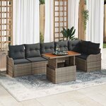 vidaXL Ensemble de canapé de jardin 7 Pièces Gris Poly rotin
