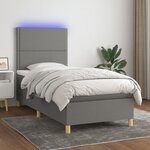 vidaXL Sommier à lattes de lit avec matelas et LED Gris foncé 80x200cm