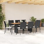 vidaXL Ensemble à manger de jardin 9Pièces coussins noir résine tressée
