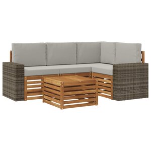 vidaXL Ensemble de canapés d'extérieur 5 Pièces Naturel et gris clair