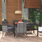 vidaXL Mobilier à dîner de jardin et coussins 5Pièces Résine tressée Gris