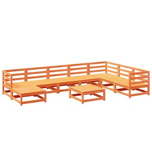 vidaXL Salon de jardin 9 Pièces marron cire bois de pin massif