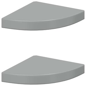 vidaXL Étagères d'angle flottantes 2Pièces gris brillant 25x25x3 8cm MDF