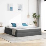 vidaXL Lit avec rangement et matelas Gris foncé 200 x 200 cm Polyester