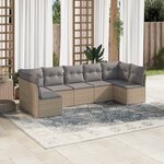 vidaXL Salon de jardin avec coussins 7 Pièces beige résine tressée