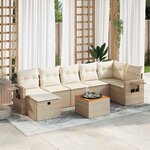 vidaXL Salon de jardin avec coussins 8 Pièces beige résine tressée