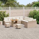 vidaXL Ensemble de canapé de jardin 13 Pièces Beige Poly rotin
