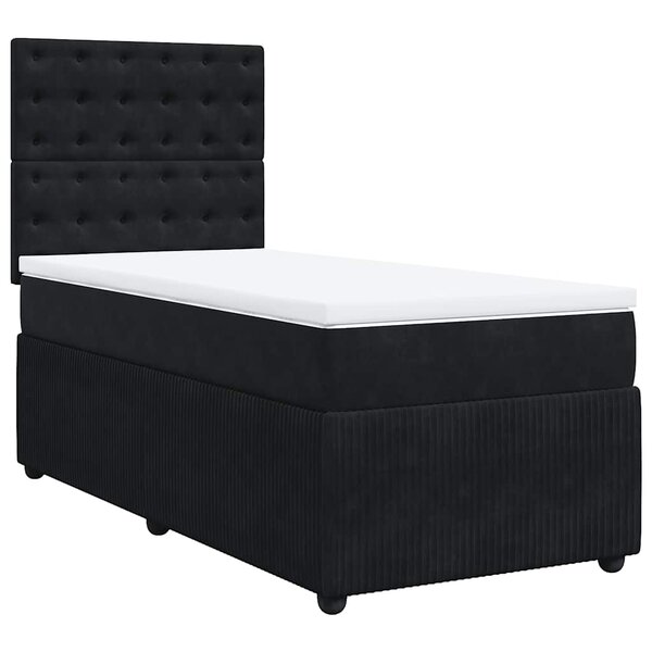 vidaXL Sommier à lattes de lit avec matelas Noir 100x200 cm Velours
