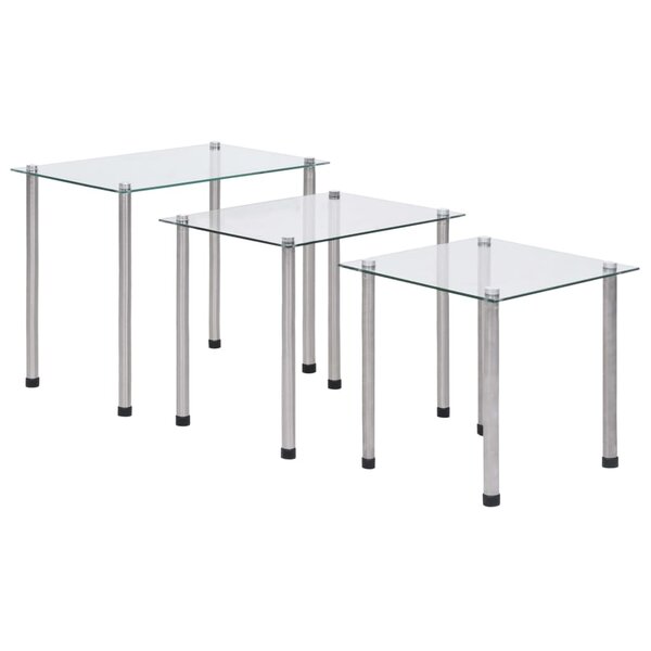 vidaXL Tables gigognes 3 Pièces Transparent Verre trempé