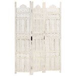 vidaXL Cloison de séparation 3 panneaux Blanc 120x165 cm Bois manguier