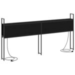 vidaXL Headboard de Rangement avec Station de Charge Chêne noir 200 cm
