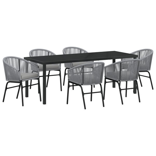 vidaXL Set de 7 Pièces de Jardin en Rattan Synthétique Gris
