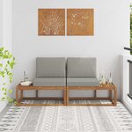 vidaXL Canapé d'extérieur en bout 2 Pièce Gris Naturel et Clair