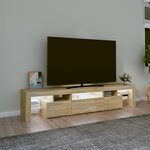 vidaXL Meuble TV avec lumières LED Chêne sonoma 200x36 5x40 cm