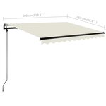 vidaXL Auvent manuel rétractable sur pied 300x250 cm Crème