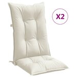 vidaXL Coussins de chaise à dossier haut lot de 2 crème mélangé tissu