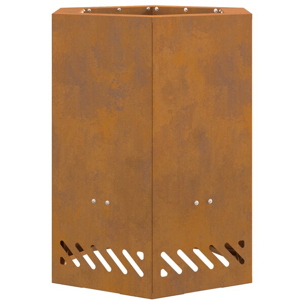 vidaXL Foyer sans fumée hexagonal 38x38x51 cm en acier résistant aux intempéries