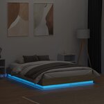 vidaXL Cadre de lit avec LED sans matelas chêne sonoma 135x190 cm
