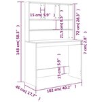 vidaXL Bureau avec étagères Chêne sonoma 102x45x148 cm