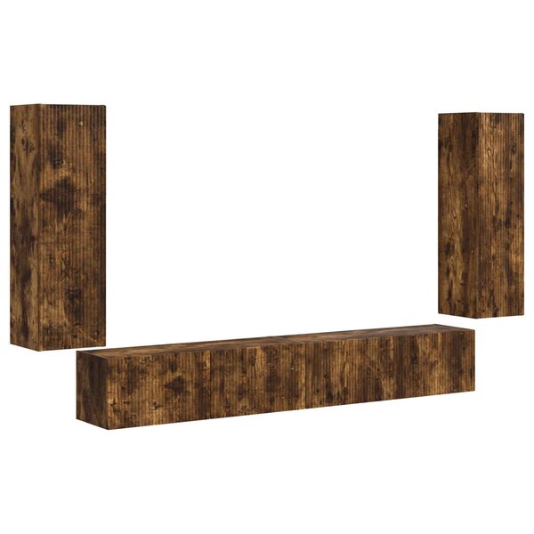 vidaXL Ensemble de meuble TV mural 4 Pièces Chêne fumé Bois d'ingénierie