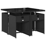 vidaXL Ensemble à manger de jardin coussins 5Pièces Noir Résine tressée