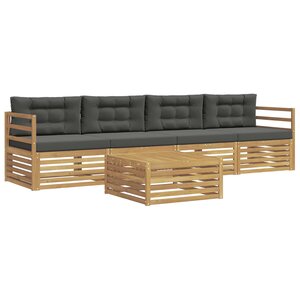 vidaXL Ensemble de canapés d'extérieur 5 Pièces Blanc et anthracite