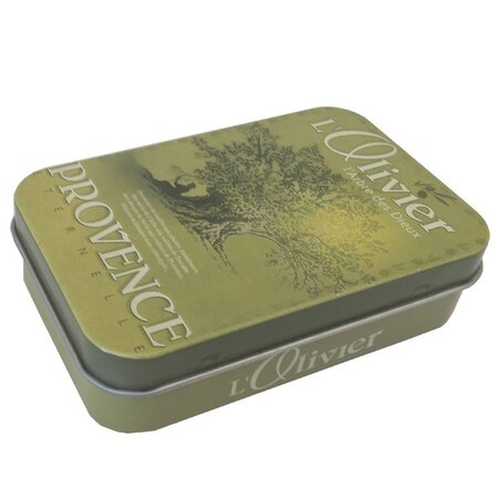 Boîte en métal à charnière pour savonnette - l'olivier