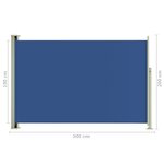 vidaXL Auvent latéral rétractable de patio 200x300 cm Bleu