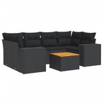 vidaXL Salon de jardin 7 Pièces avec coussins noir résine tressée