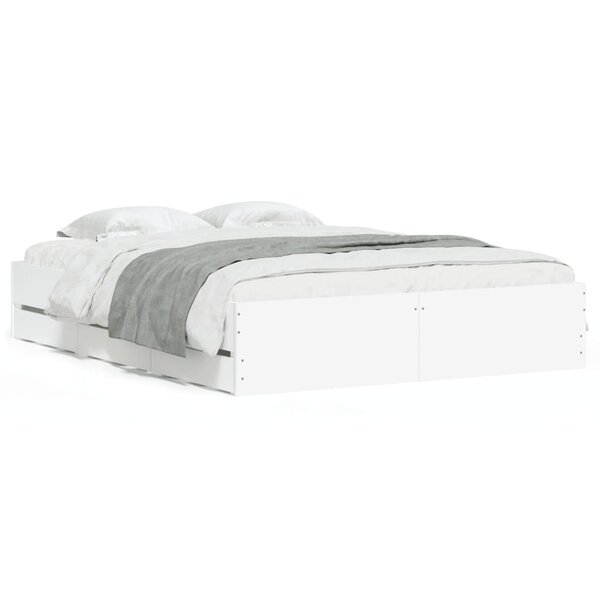 vidaXL Cadre de lit avec tiroirs sans matelas blanc 150x200 cm