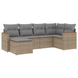 vidaXL Salon de jardin avec coussins 6Pièces mélange beige résine tressée