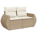 vidaXL Salon de jardin avec coussins 7 Pièces beige résine tressée