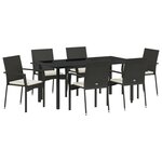 vidaXL Ensemble de chaises de jardin 7 Pièces Noir 160 x 80 x 73 cm