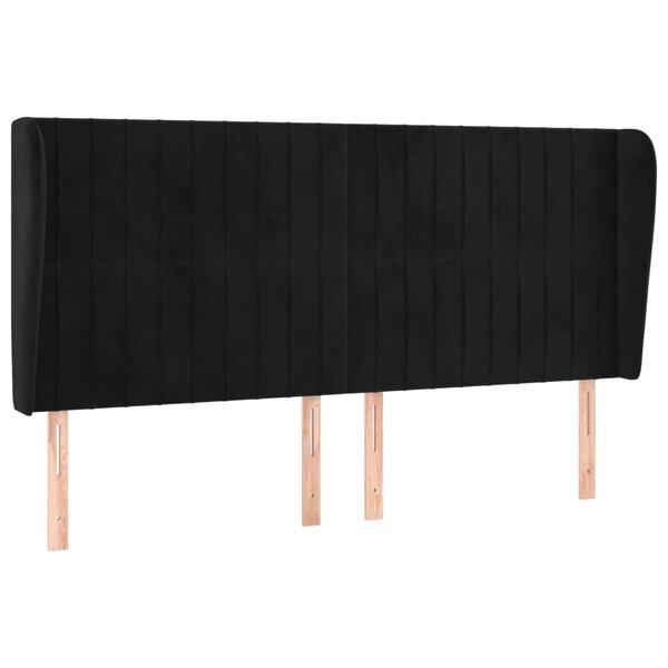 vidaXL Tête de lit avec oreilles Noir 163x23x118/128 cm Velours