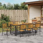 vidaXL Ensemble de salle à manger pour jardin 9 Pièces Noir