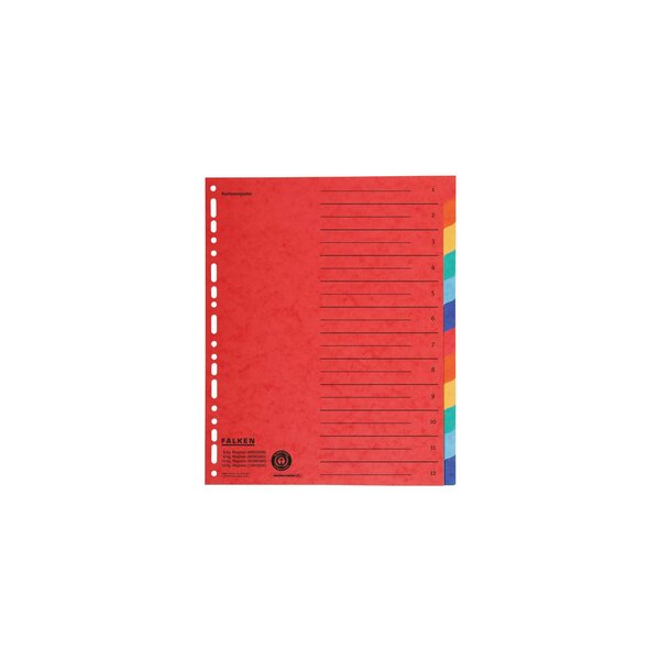 Intercalaires A4+ 12 Positions En Carte Recyclée - Couleurs Assorties - X 20 - Falken