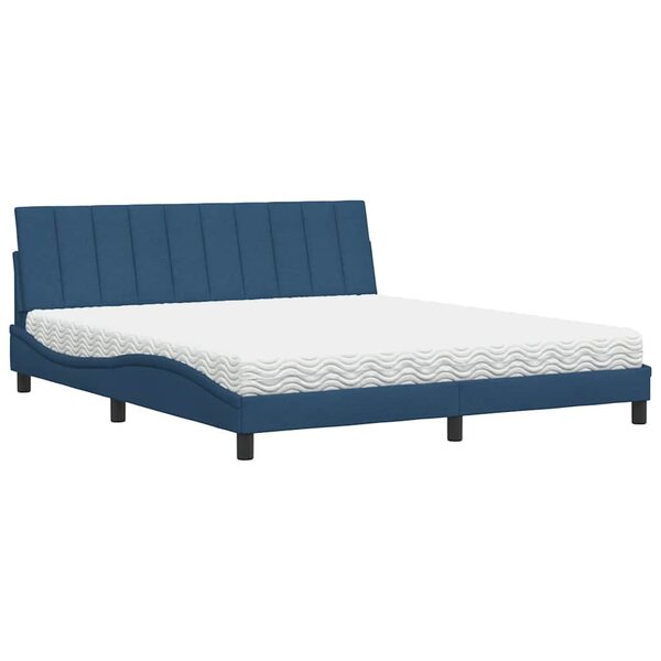 vidaXL Lit avec matelas Hanko bleu 180x200 cm tissu
