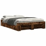 vidaXL Cadre de lit chêne fumé 135x190 cm bois d'ingénierie