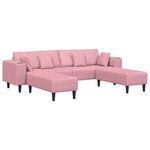 vidaXL Canapé en velours avec coussin 3 Pièces Rose 208 cm Velours