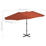 vidaXL Parasol avec poteau en aluminium 460 x 270 cm Terre cuite